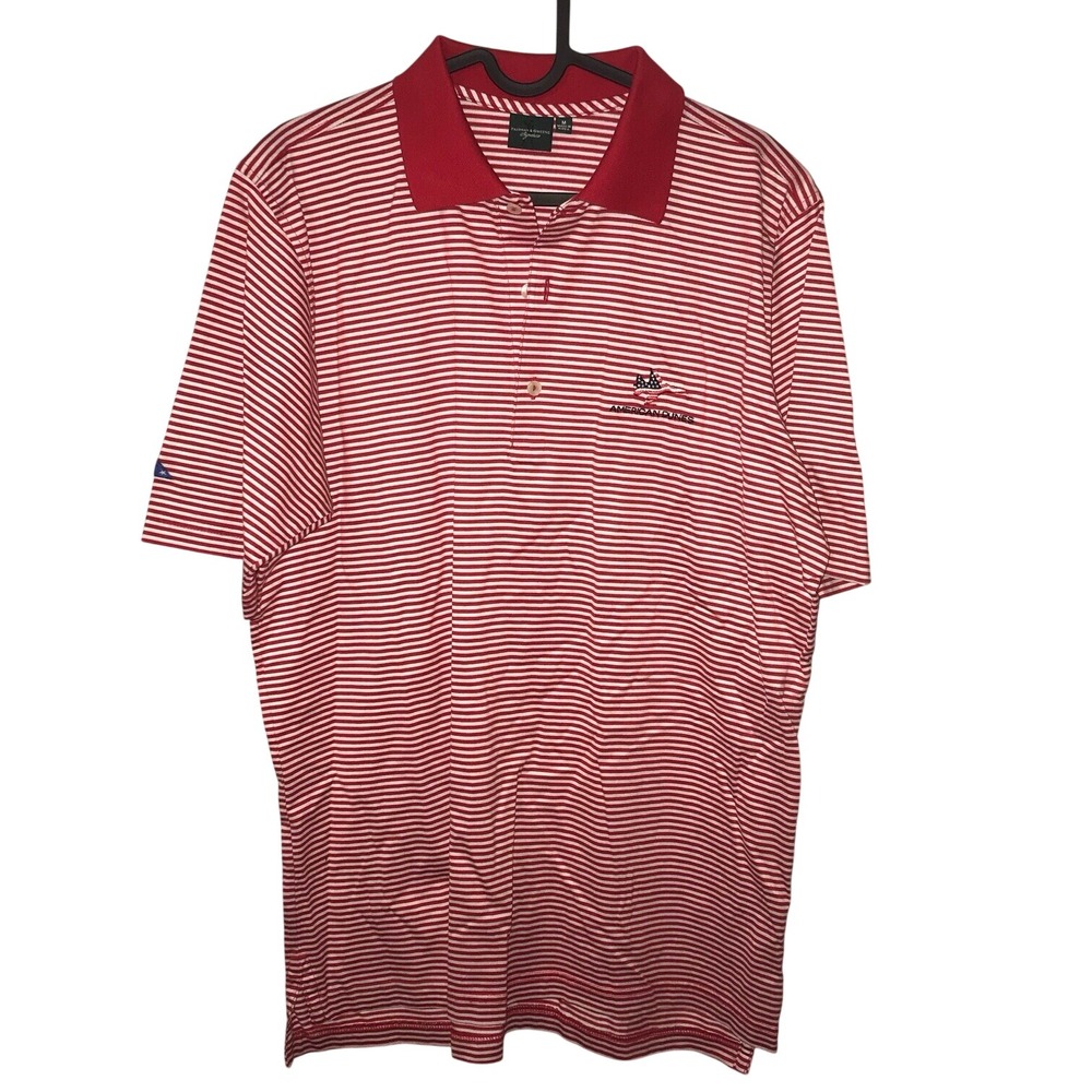 Fairway & Greene Mens Med Golf Polo Shirt Striped American Logo July‎ Patriotic